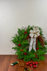 A decorated wreath for Christmas