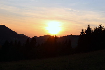 Sunset at the top of the hill