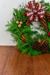 A decorated wreath for Christmas