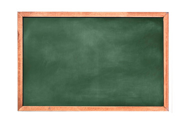 Empty green chalkboard texture hang on the white wall. double frame from greenboard and white background. image for background, wallpaper and copy space. bill board wood frame for add text.