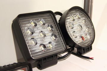 Automotive electric parts - New white 12v LED anti fog headlight car lamps on the white background