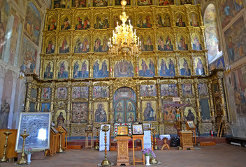 UGLICH, RUSSIA. An iconostasis in the Transfiguration Cathedral interior