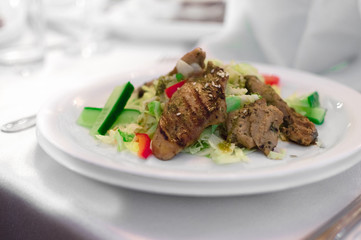 salad with meat and vegetables