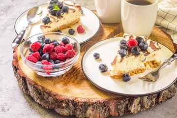 Homemade cheesecake with fresh berries