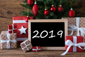 Colorful Christmas Tree, Text 2019, GIfts And Presents