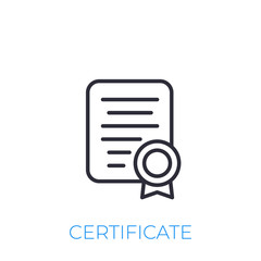Fototapeta na wymiar certificate icon, line style