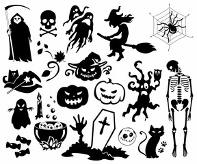 Halloween, set, icon, pictogram, Vektor