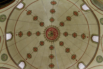 Interior details of the main entrance of Ali Pasha mosque in Sarajevo.