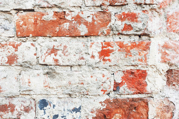 Background brick wall with cracks and scuffs