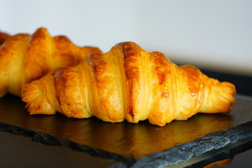 Freshly baked French croissants