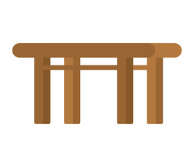 Wooden table isolated. Country furniture Scandinavian style. Vector illustration