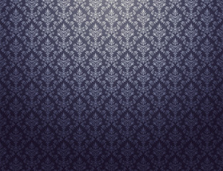 Black wallpaper with silver damask pattern - obrazy, fototapety, plakaty