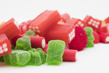 sweets of vibrant colors isolated in white background