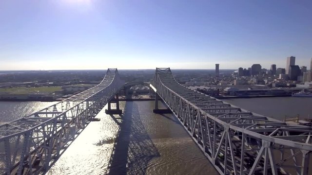 Over the Crescent City Connection in New Orleans