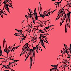 Seamless pattern with garden flower background.