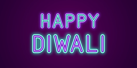 Neon festive inscription for Happy Diwali