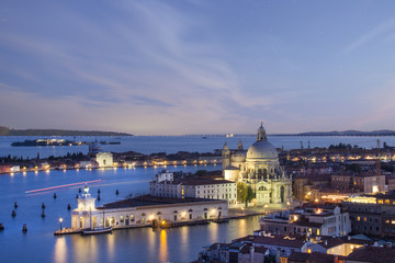 Fototapeta na wymiar Beautiful views of Santa Maria della Salute and the Venetian lagoon in Venice, Italy