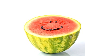 smile on a watermelon isolated on a white background