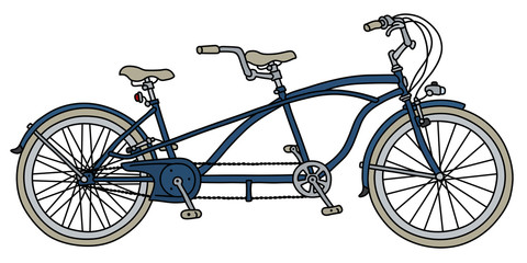 The blue tandem bicycle