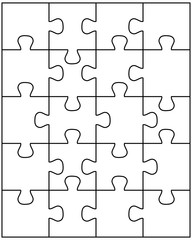 Vector illustration of white puzzle, separate pieces