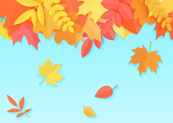 Vector Illustration of an Autumn Design template with Autumnal color leaves.