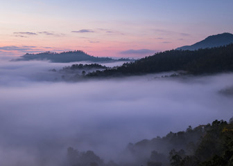 Misty sunrise at Yun Lai Viewpoint, Pai Thailand