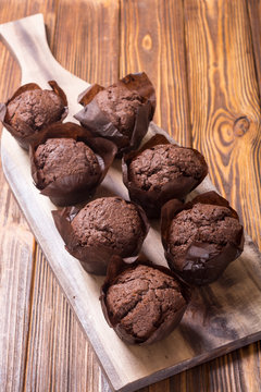 Sweet dessert chocolate muffins or cupcake