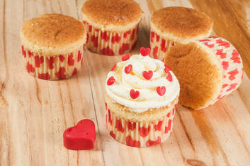 Tasty cupcakes decorated for valentines day