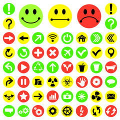Colour icon set with arrows, web and smile