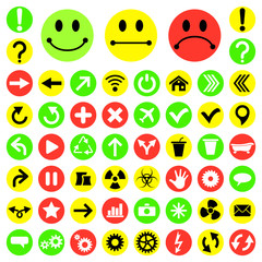 Fototapeta premium Colour icon set with arrows, web and smile