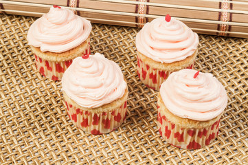Tasty cupcakes decorated for valentines day