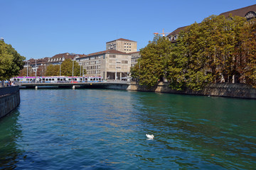 Zürich, Limmat, Walchebrücke - obrazy, fototapety, plakaty