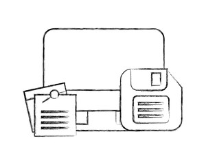 Fototapeta na wymiar computer floppy disk and notes memo office