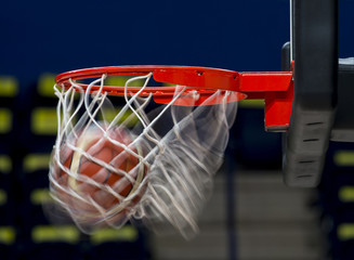 scoring during a basketball game - ball in hoop