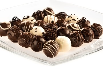 Assorted Dark, Milk and White Chocolate Candies / Pralines