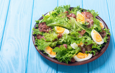 Fresh salad with bacon