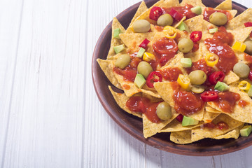 Nachos with sauce salsa