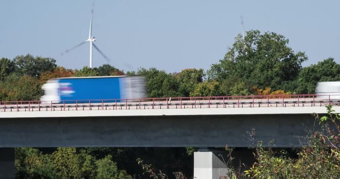 Time Lapse, Traffic On Jagsttal Bridge, A6 Autobahn, Germany