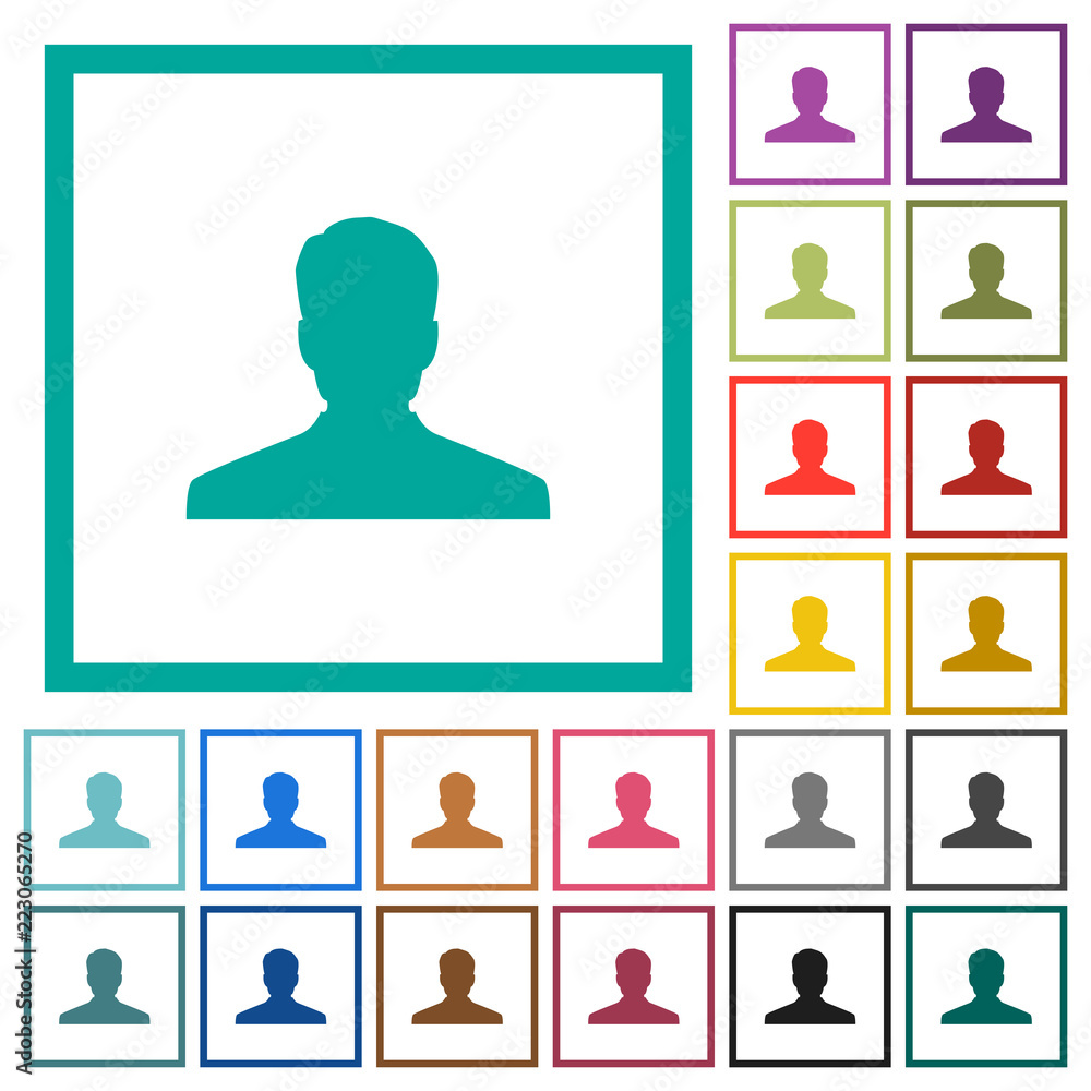 Poster anonymous avatar flat color icons with quadrant frames
