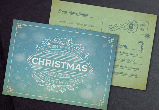 Vintage-Style Christmas Postcard Layout