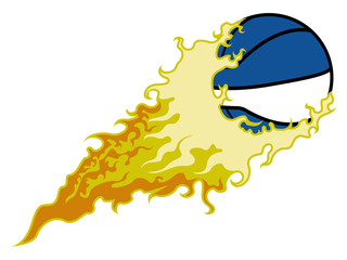 Basketball ball with a fire effect. Vector illustration design