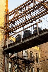 power lines to brick building