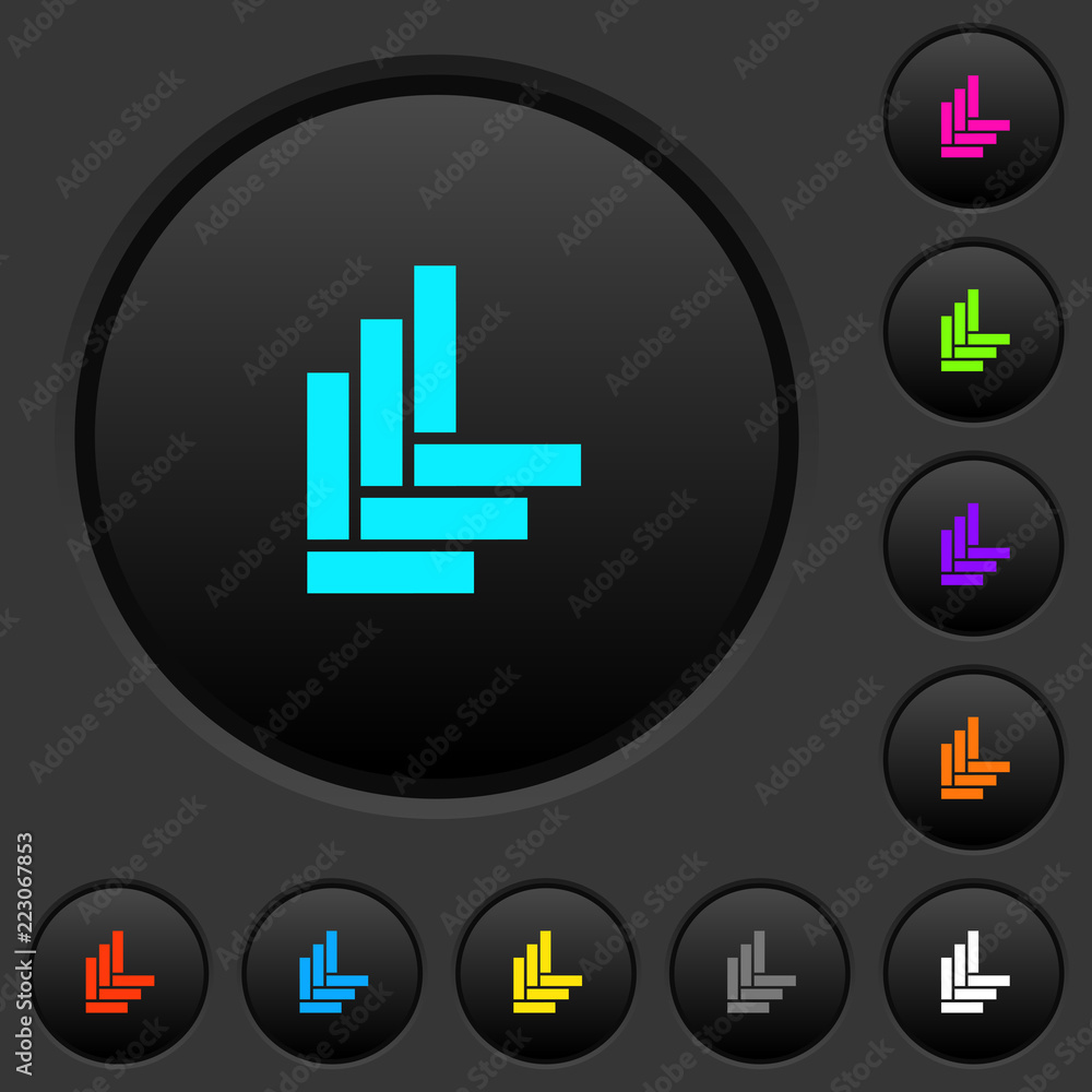 Poster parquet pattern dark push buttons with color icons