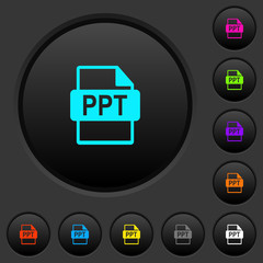 PPT file format dark push buttons with color icons