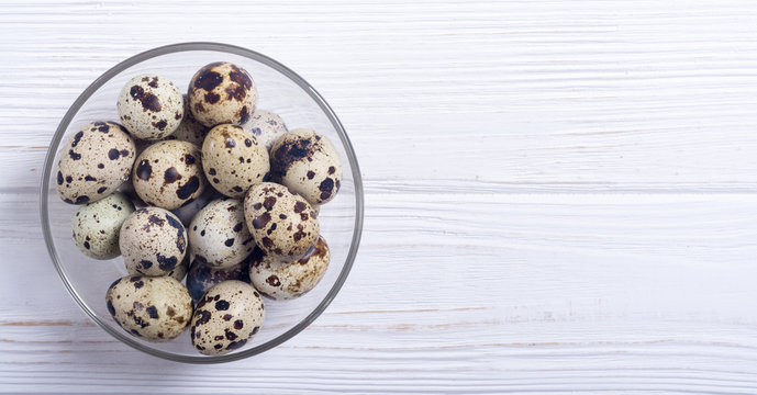 Raw qail eggs background