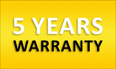 5 Years Warranty - Golden business poster. Clean text on yellow background.