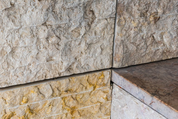 Detail of modern achitecture stone facade tiles