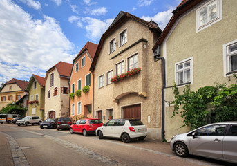 Fototapeta na wymiar Beautiful residential neighborhood. Weissenkirchen in der Wachau, Lower Austria.