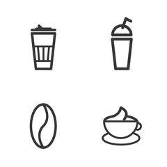 Coffee outline icon set