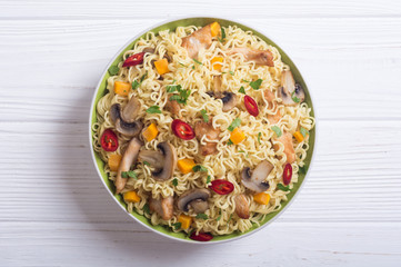 Instant noodles in bowl